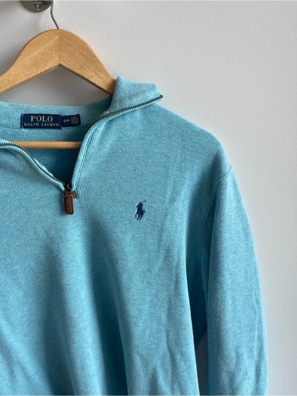 Ralph Lauren Aqua Quarter-Zip Sweater